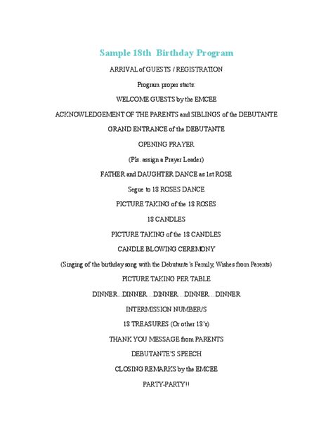 Image result for 18th Birthday Debut Program Sample