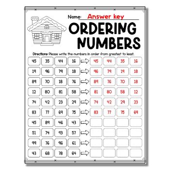 Image result for Ordering Two-Digit Numbers Worksheet