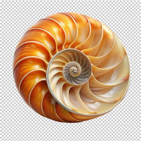 Toradh íomhá ar Nautilus Shell Drawing with Transparent Background