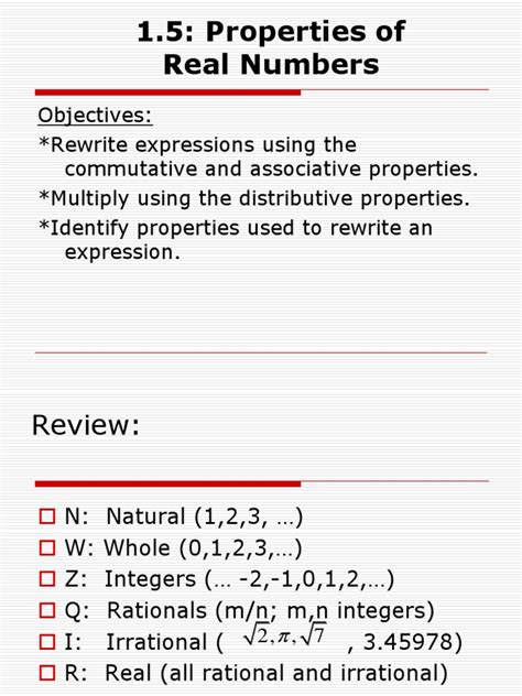 Image result for Properties of Real Numbers Examples