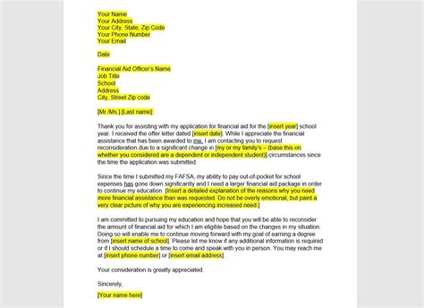 Toradh íomhá ar Appeal Letter for Financial Aid