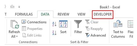 Afbeeldingsresultaten voor Excel Developer Tab