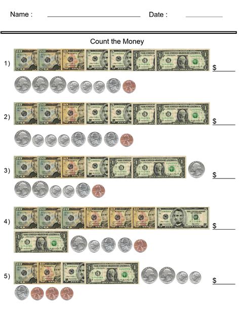 Image result for 3rd Grade Math Worksheets Counting Money
