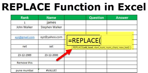 How to Use Replace Function in Excel に対する画像結果
