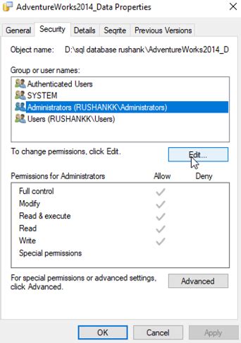 Attach Database Error に対する画像結果
