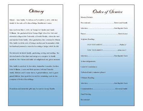 Sample Memorial Service Program に対する画像結果