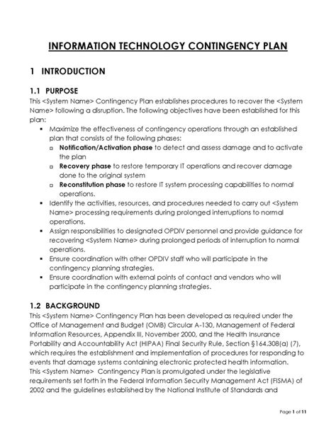 Image result for Contingency Plan Sample