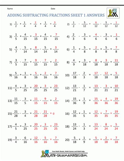 Image result for 5th Grade Math Worksheets Adding Fractions