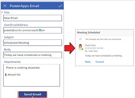 Power Apps Send HTML Email に対する画像結果