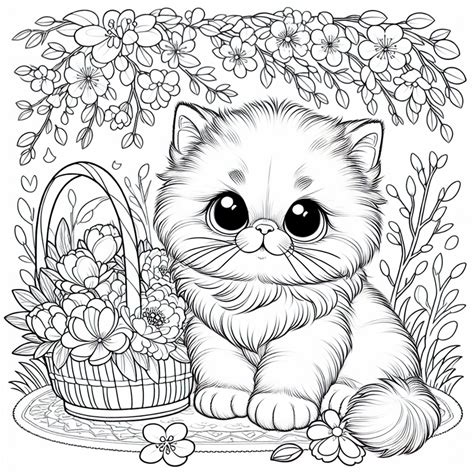 Spring Cat Coloring Pages に対する画像結果