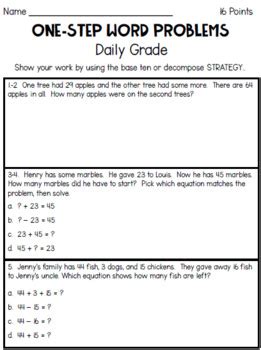Image result for One Step Double-Digit Word Problems