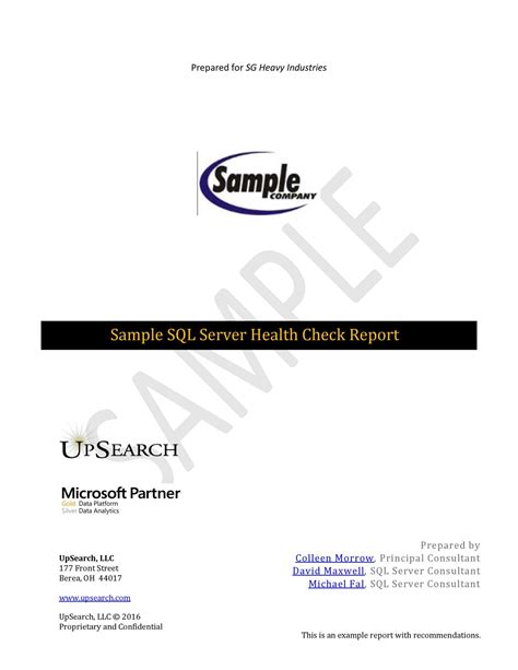 Toradh íomhá ar SQL Server Health Check Report Template