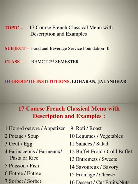 Image result for 3 Course Menu French