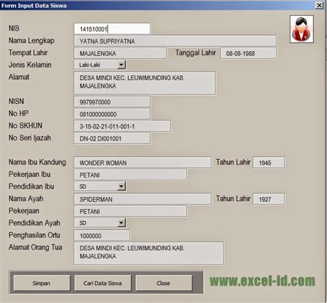Tampilan Form Input Data Excel に対する画像結果