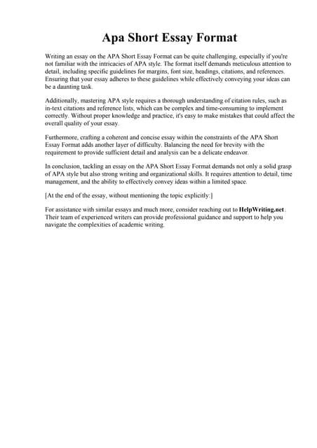 Image result for Short Paper APA Format Example