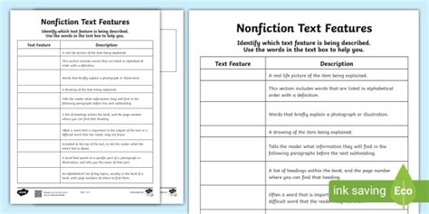 Image result for Text Features Worksheet 4th Grade PDF