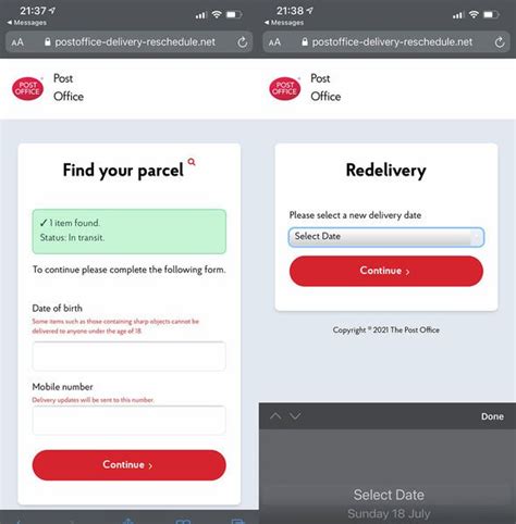 Image result for Post Office Scam Text