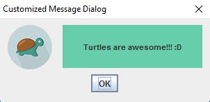 Toradh íomhá ar showMessageDialog Parameters