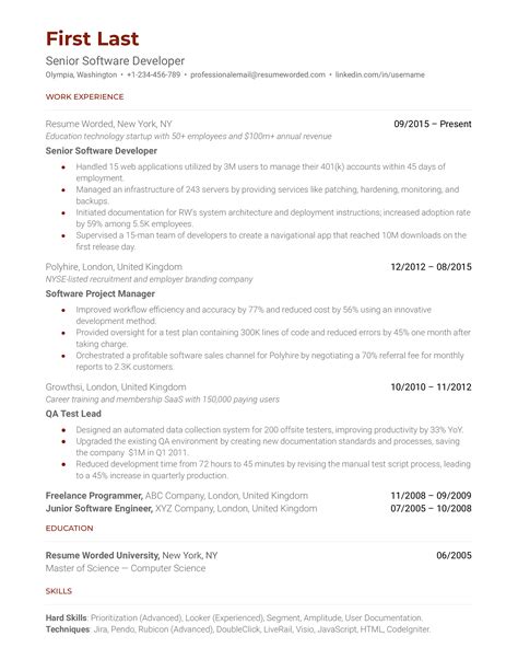Image result for Developer CV Examples