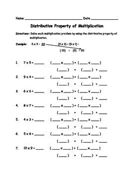 Image result for Distrubitive Property Worksheet 3rd Grade