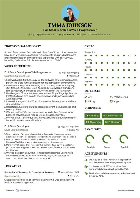 Image result for Full-Stack Developer Template