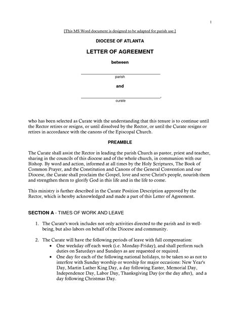 Toradh íomhá ar Simple Letter of Agreement Template