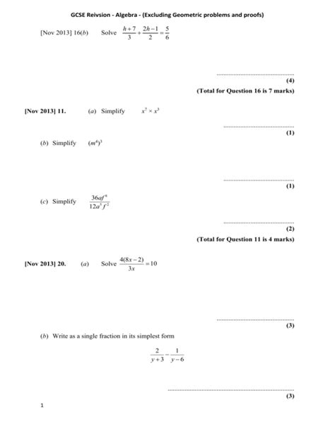 Algebra Questions GCSE PDF Formula に対する画像結果