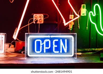 Image result for Blue Neon Open Sign
