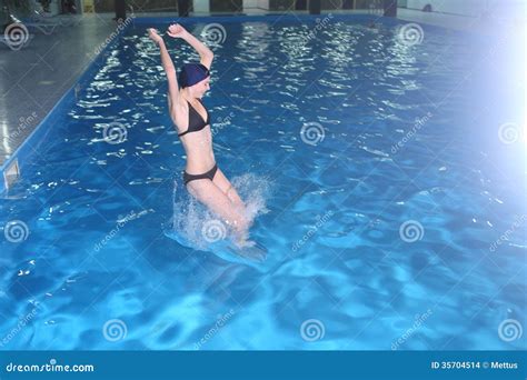 Image result for Woman Jump Pool Back