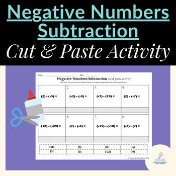 Image result for Cut and Paste Negative Numbers Worksheet