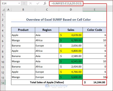 Toradh íomhá ar Excel Count Cell If a Certain Color