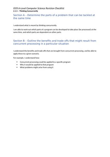 Image result for OCR Computer Science a Level Checklist