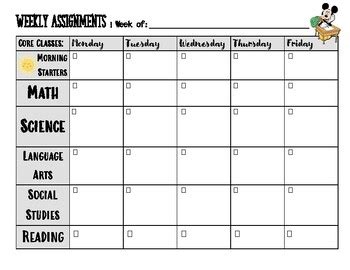 Image result for Weekly Assignments Sign