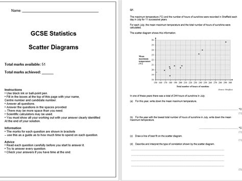 Image result for Scatter Diagram GCSE Questions