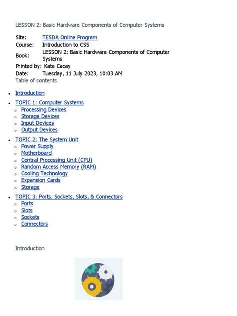 Image result for Computer Hardware Components PDF