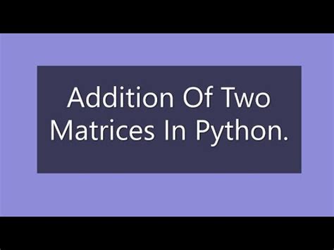 Toradh íomhá ar Matrix Addition Python
