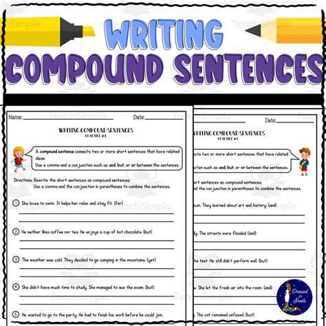 Writing Compound Sentences Worksheet に対する画像結果