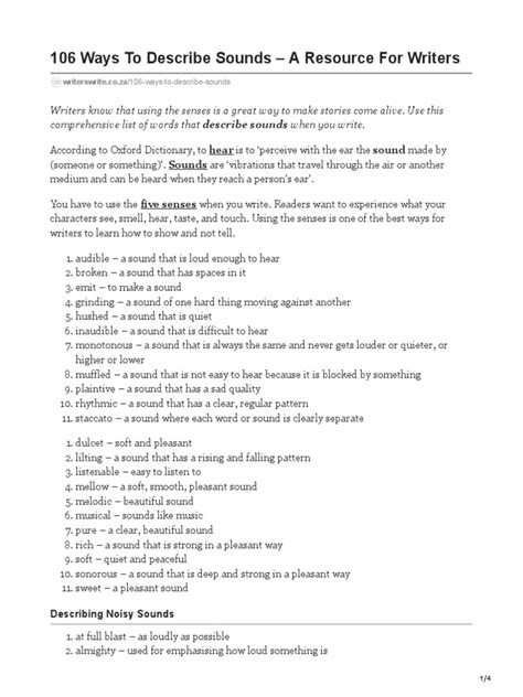 Image result for Descriptive Sound Words