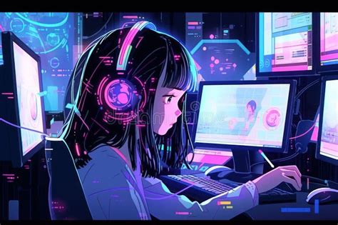 Image result for Anime Characters with Computer