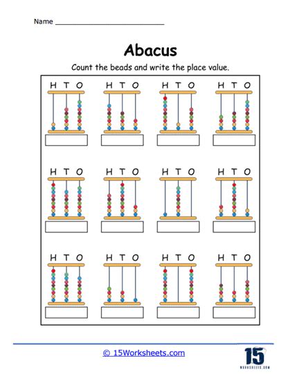 Toradh íomhá ar Abacus Worksheet