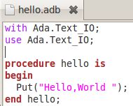 Afbeeldingsresultaten voor Ada HelloWorld Program