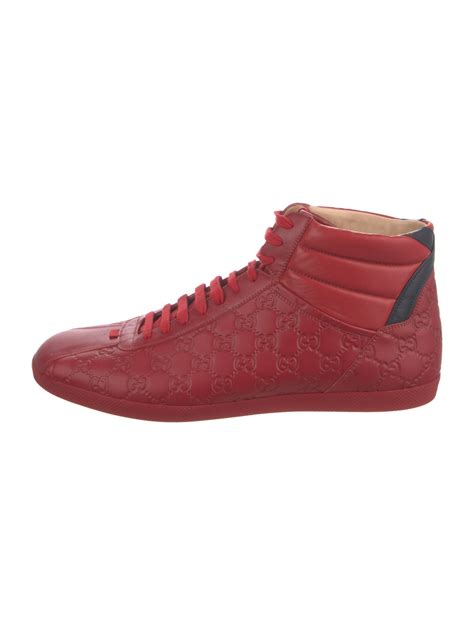 Gucci GG Embossed Leather Sneakers - Red Sneakers, Shoes - GUC1456705 ...