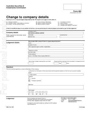 Image result for ASIC Form 484 Paper Form