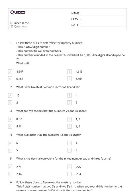 7th Grade Math Number Sense Worksheets に対する画像結果