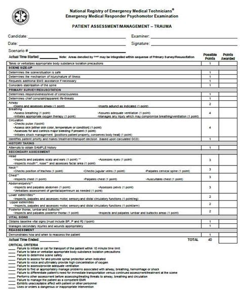Afbeeldingsresultaten voor NREMT Paramedic Skill Sheets
