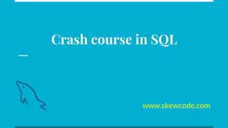 Bildergebnis für Crash Course On SQL