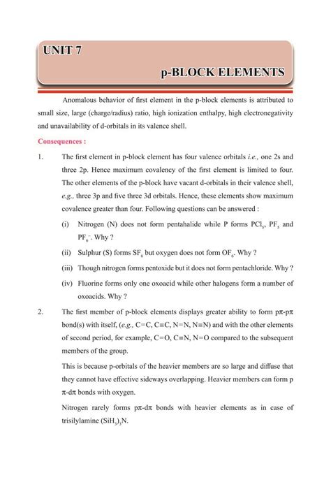 Image result for P-Block Class 12 Maharashtra Boardshort Notes