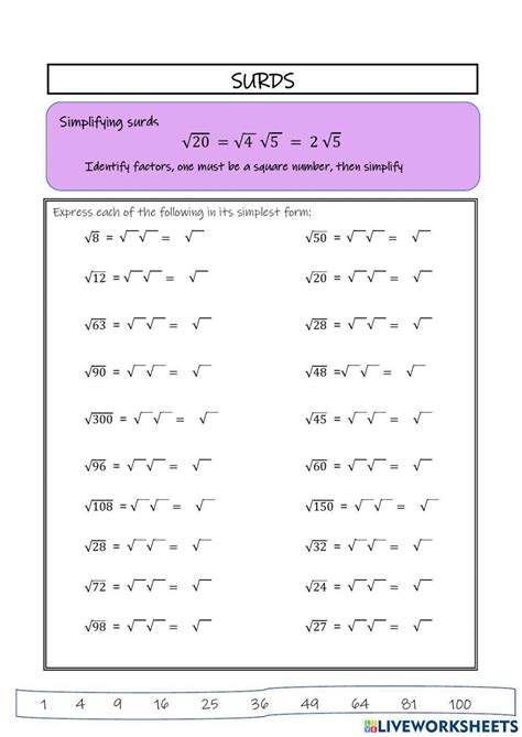 Image result for Simplifying Surds Worksheet