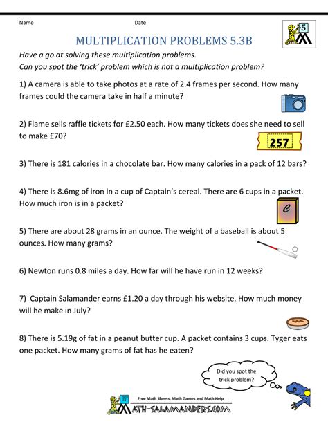 Image result for Double-Digit Multiplication Word Problems Kids Worksheets