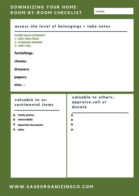 Image result for Printable Downsizing Home Checklist